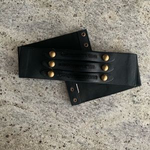 Black Wide Elastic Corset Snap Belt